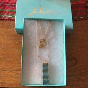 Jbloom Double Gold and Teal Necklace
